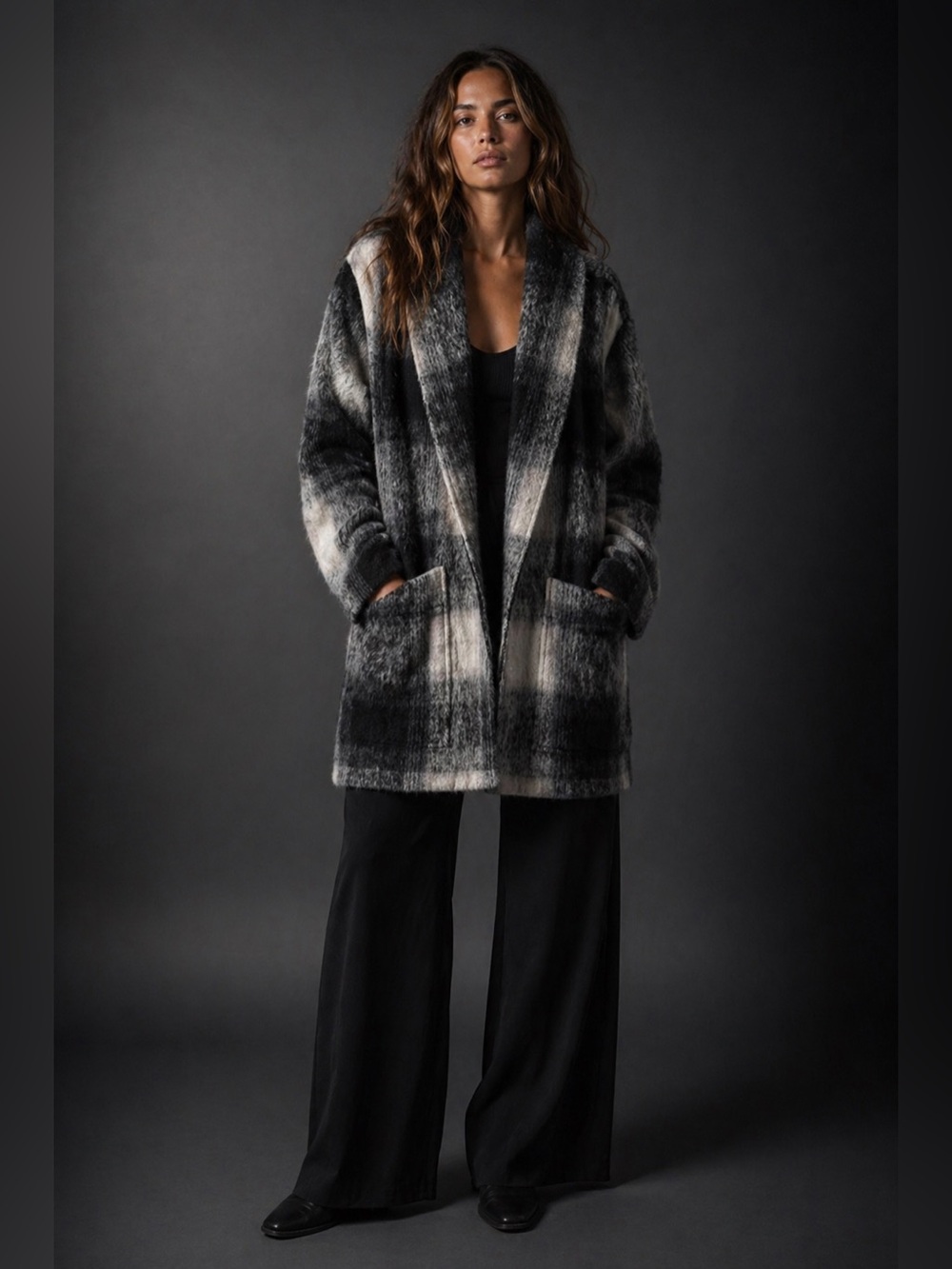 Splendid Plaid Belted Coat | Shawl Collar